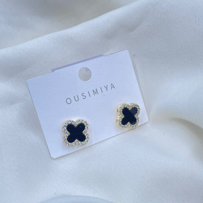 Black Petal Stud Earrings
