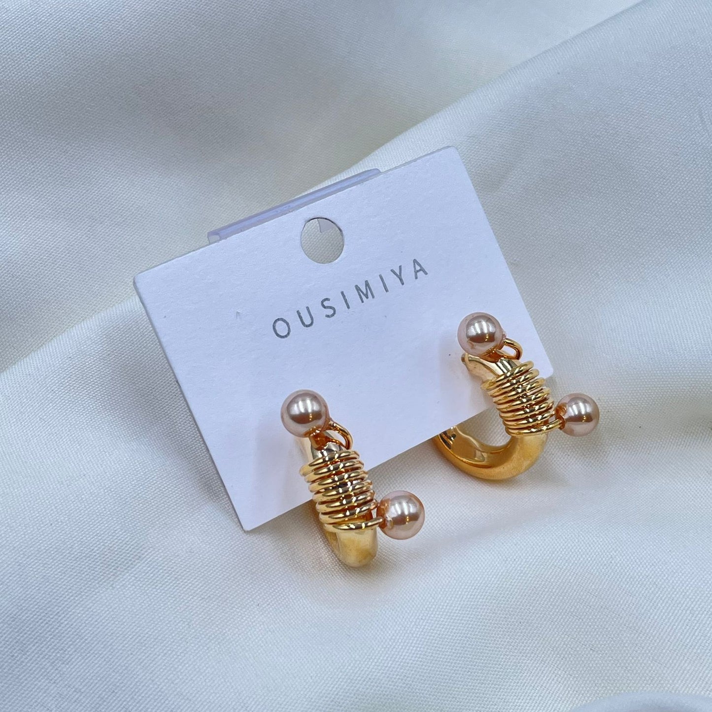 Gold Pearl Hoop Earrings