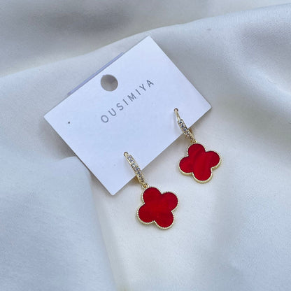 Red Flower Earrings