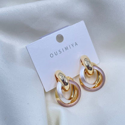 Gold And Pink Hoop Earrings