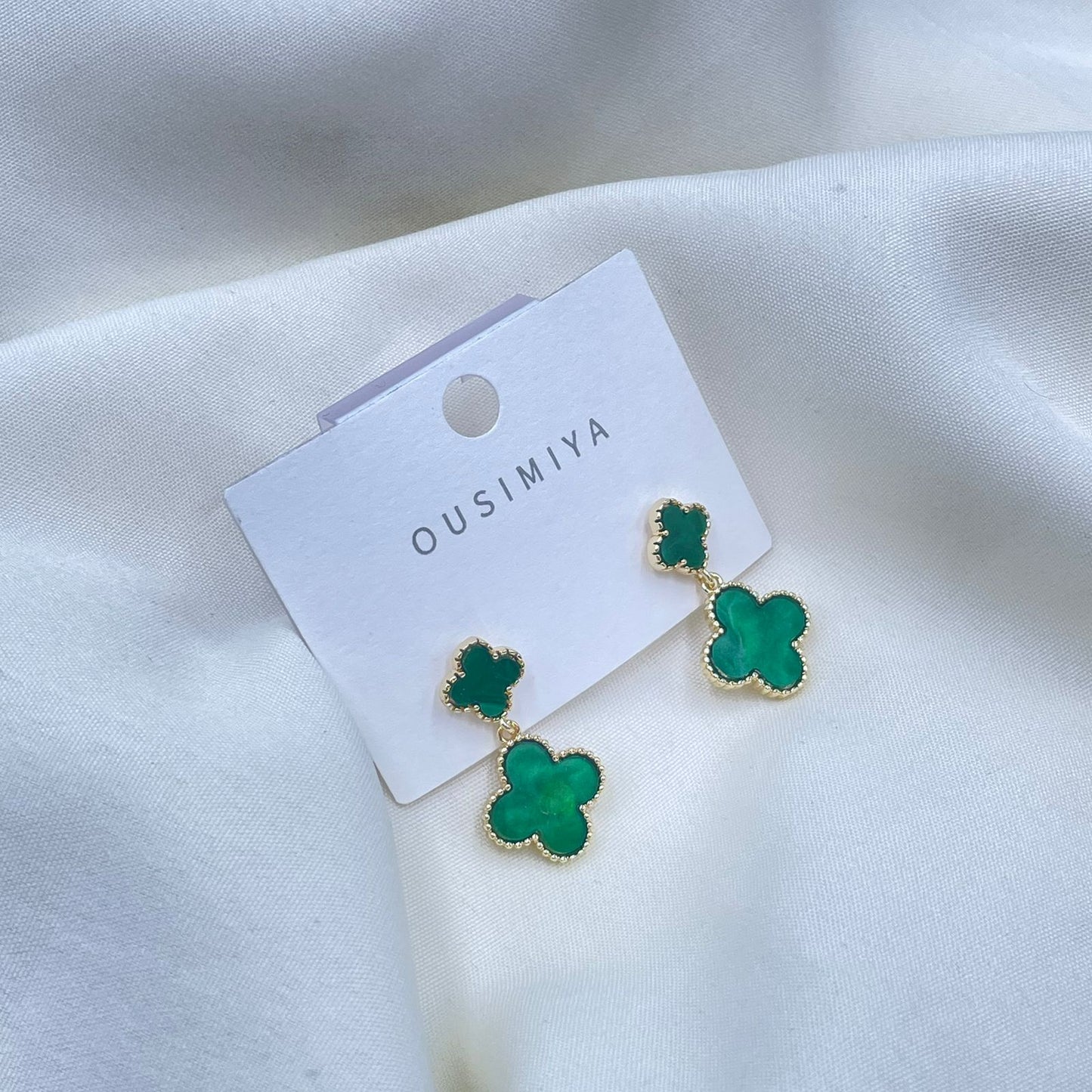 Green Floral Earrings