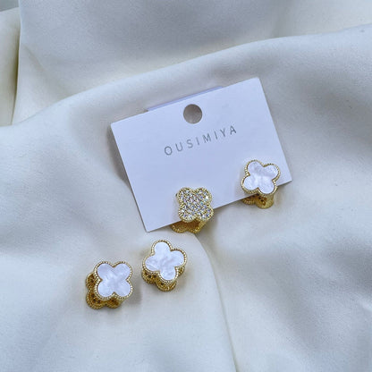 White Floral Earrings