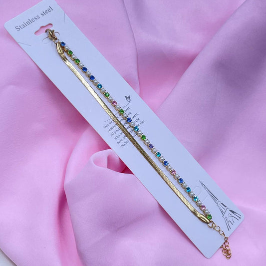 Gold Bracelet With Colourful Stones