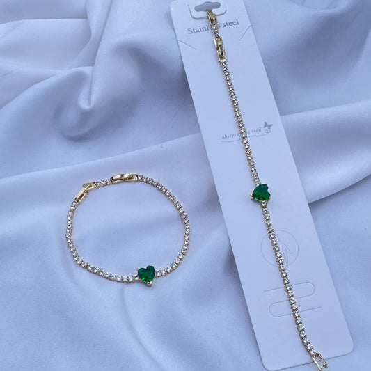 Verdant Heart Tennis Bracelet