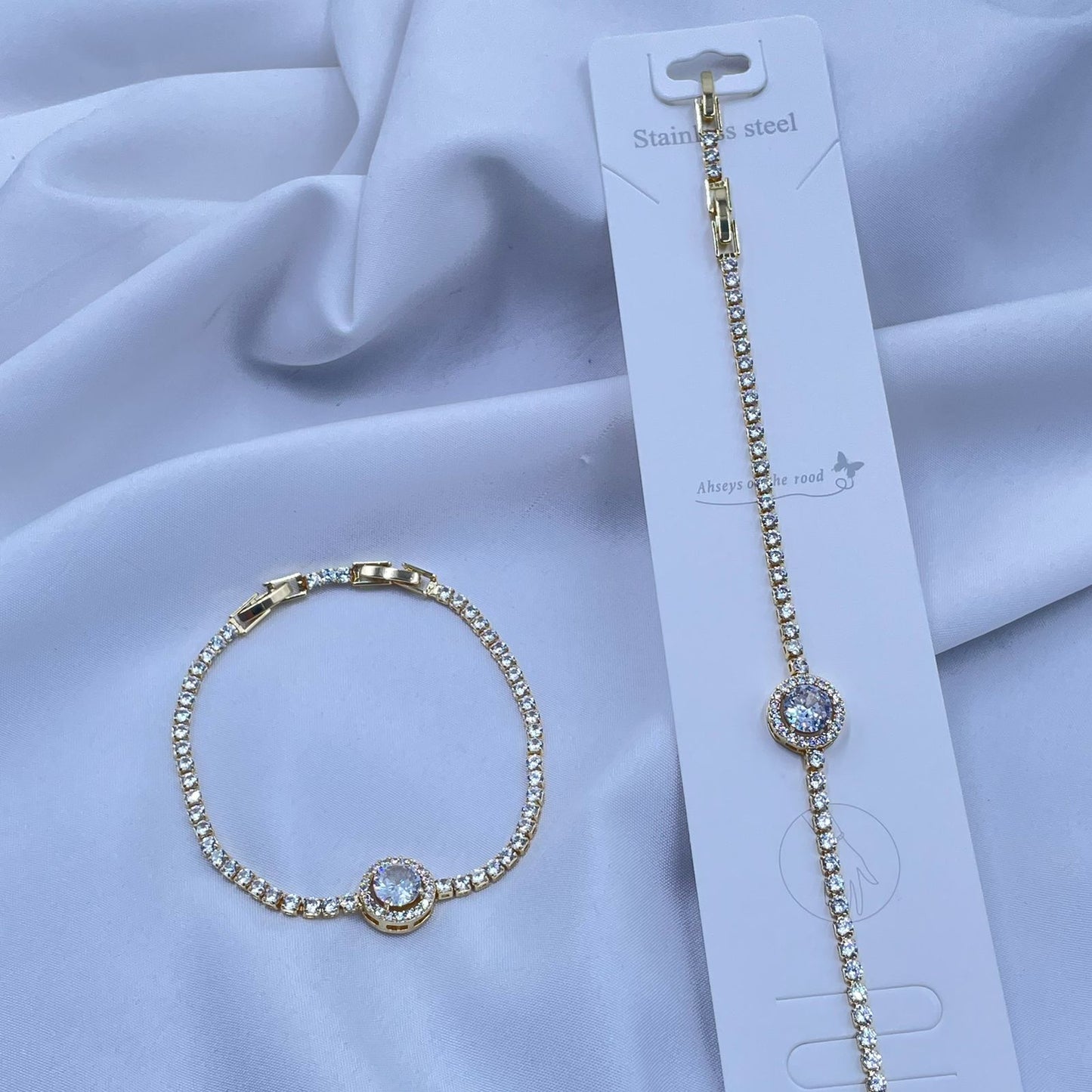 Gold crystal Tennis  bracelet