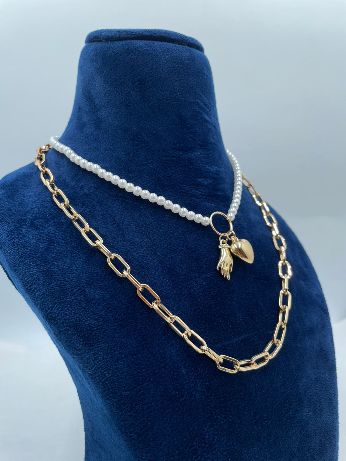 Golden Heart Pearl  Necklace