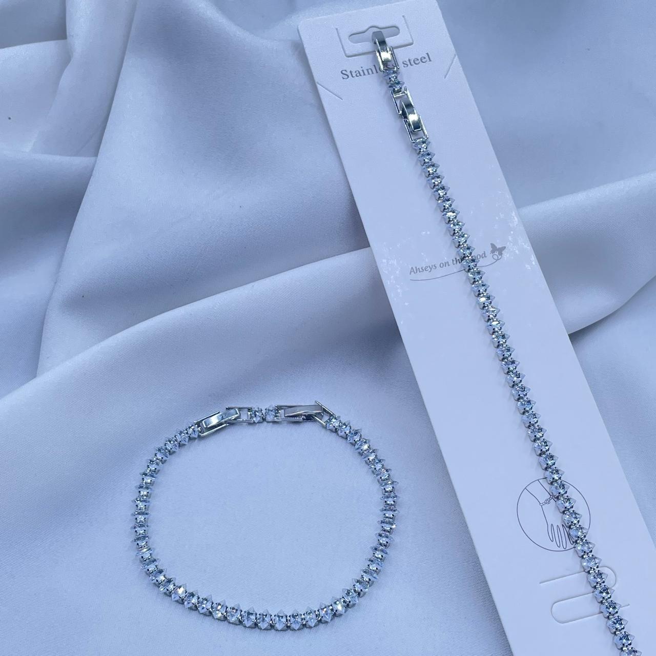 Marquise Cut Silver Tennis Bracelet