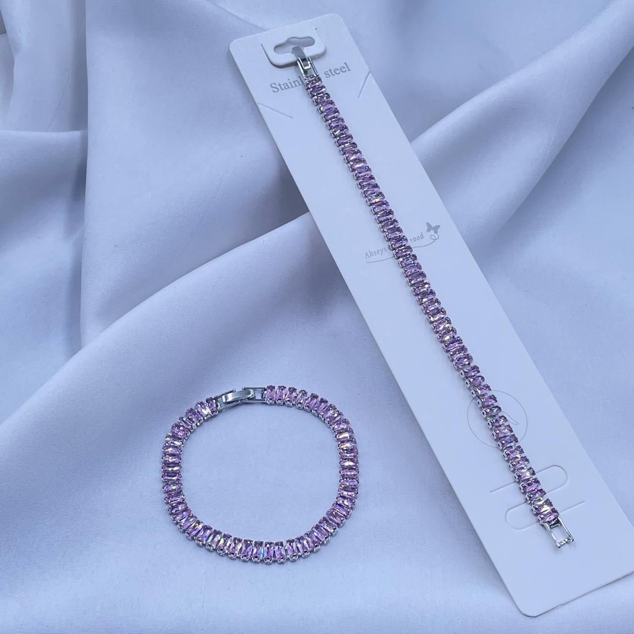 Rectangle Pink Tennis Bracelet