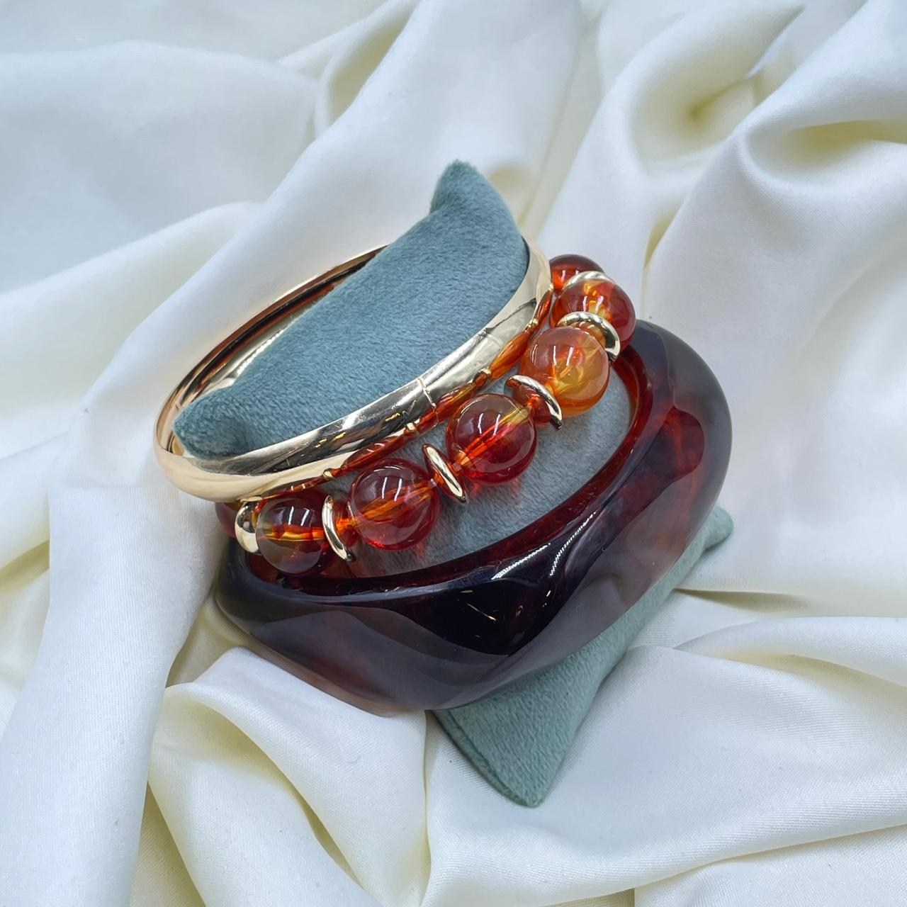 Amber Glow Stack Set  resin Bracelet