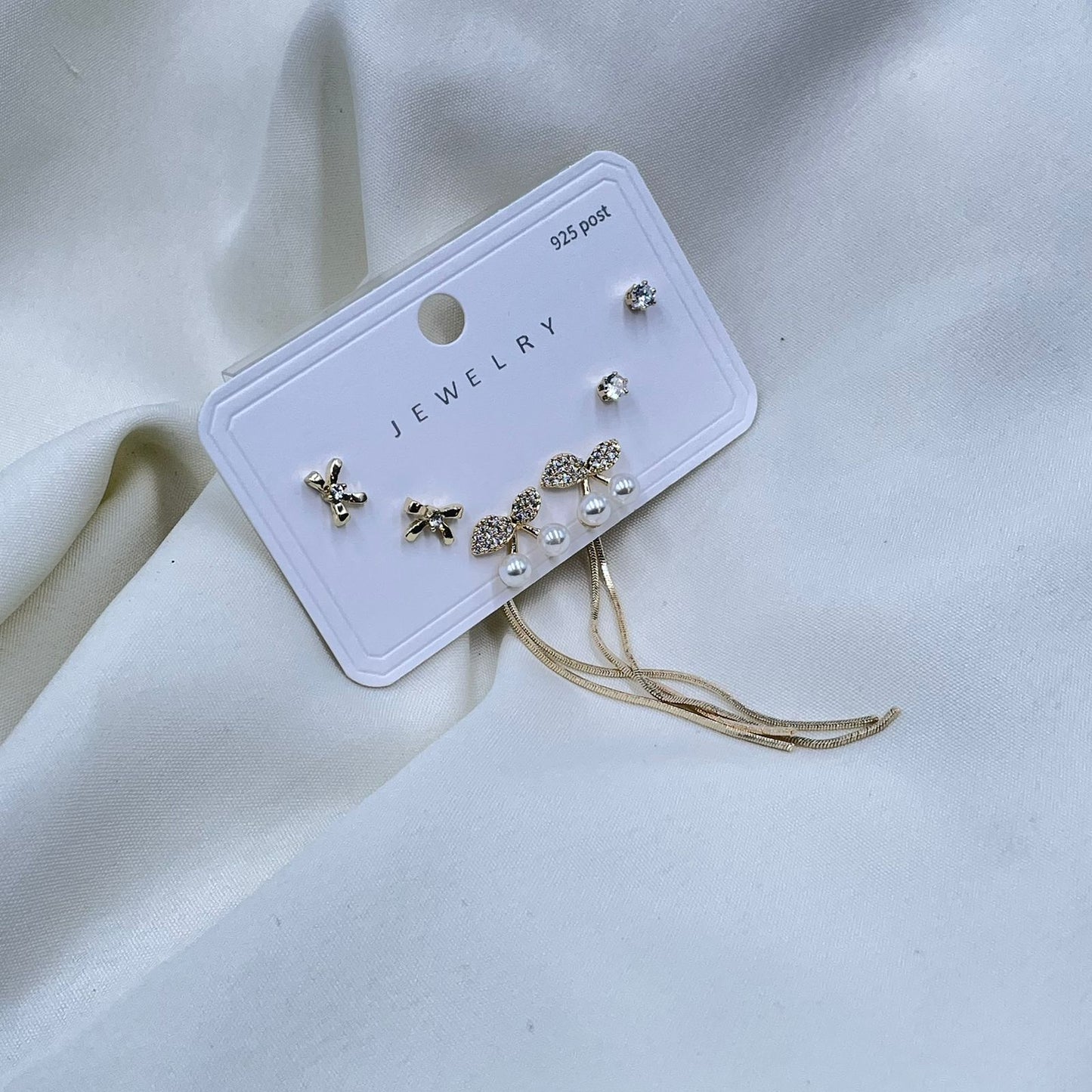 Bow Petal And Pearl Combo Earrings