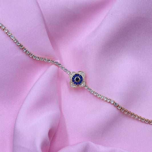 Golden Evil Eye Tennis Bracelet