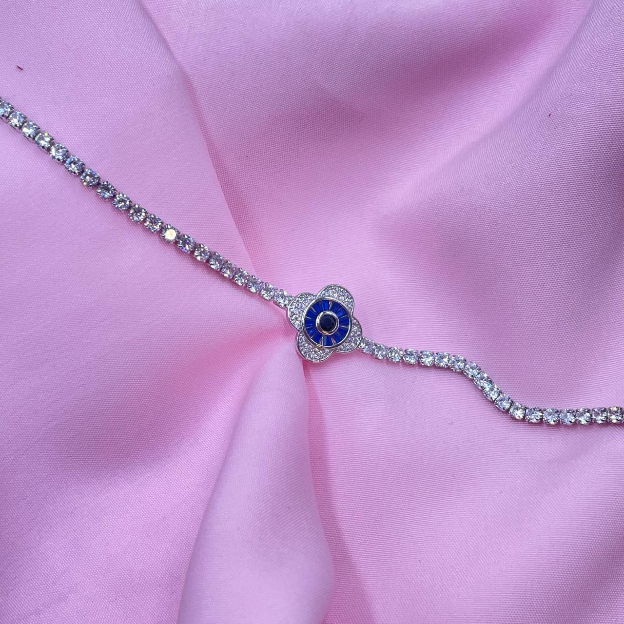 Silver Evil Eye  Tennis Bracelet