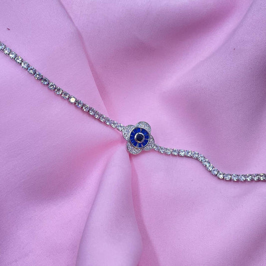 Silver Evil Eye  Tennis Bracelet