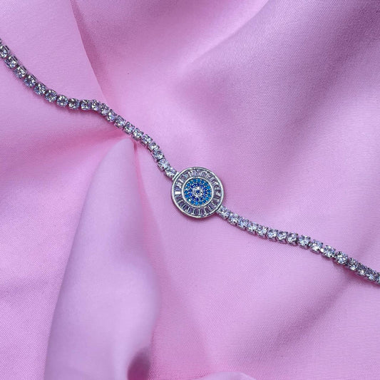 Sterling Evil Eye Tennis Bracelet