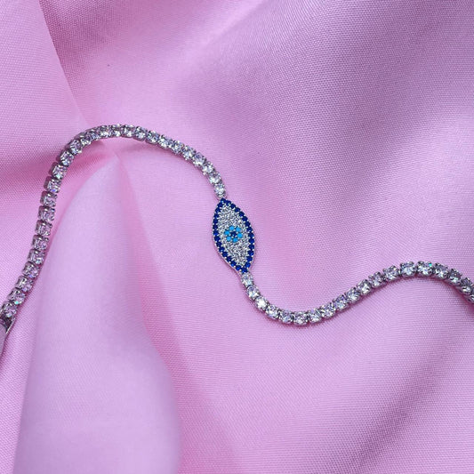 Enamel Evil Eye Tennis Bracelet