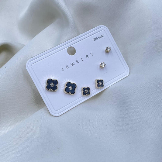 Black Floral  Combo Earrings