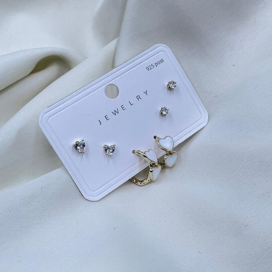 White Heart   Combo Earrings