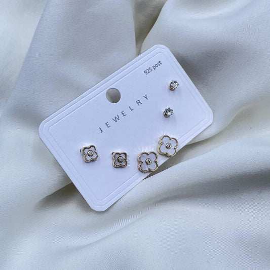 White Drop Combo Earrings