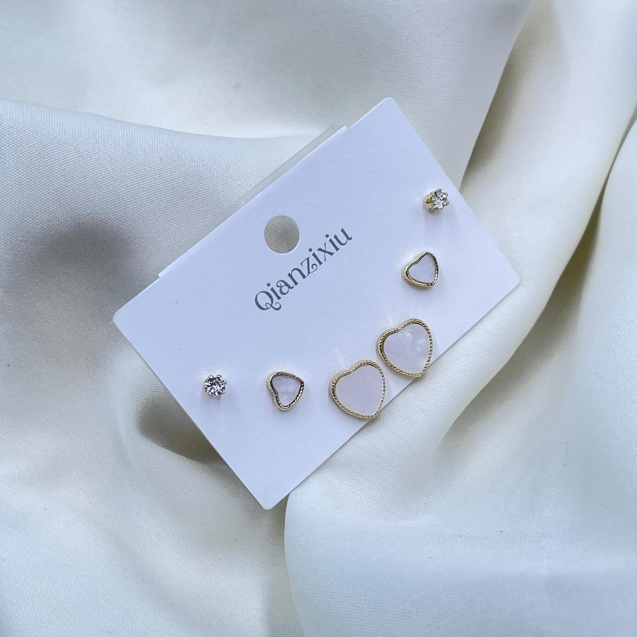 White Heart Combo Earrings