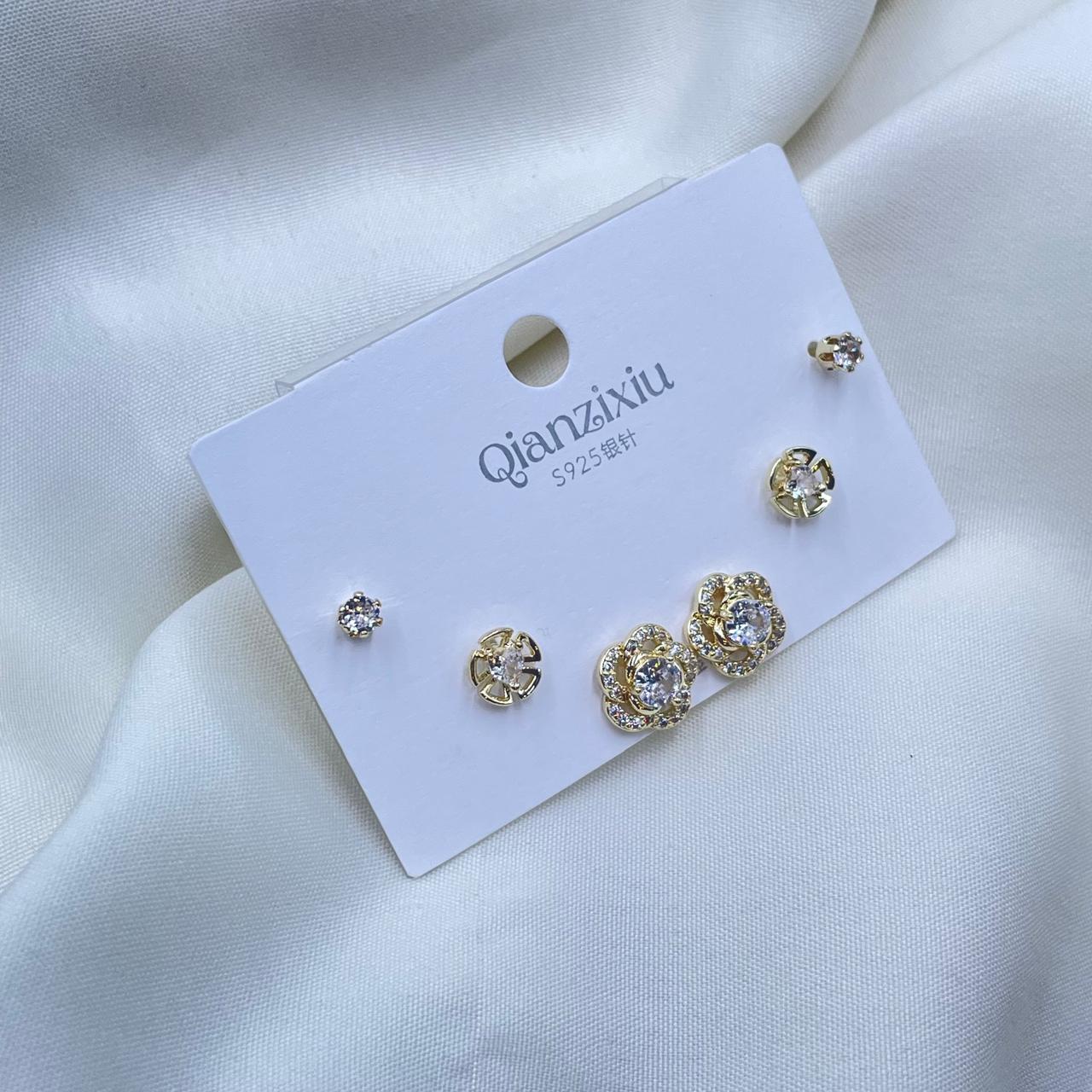 CZ Flower Combo Earrings