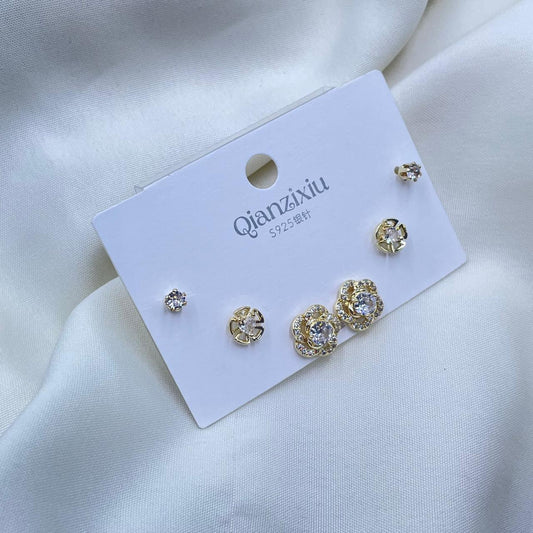 CZ Flower Combo Earrings