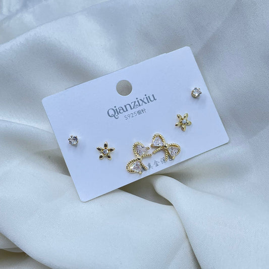 Golden Bow Combo Earrings