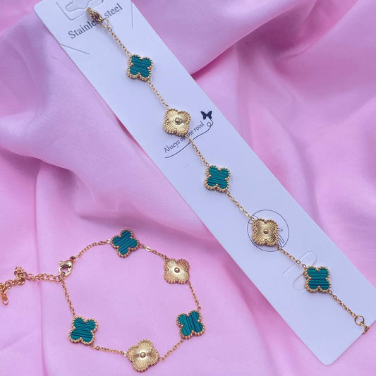 Green And Golden Clover Bracelet