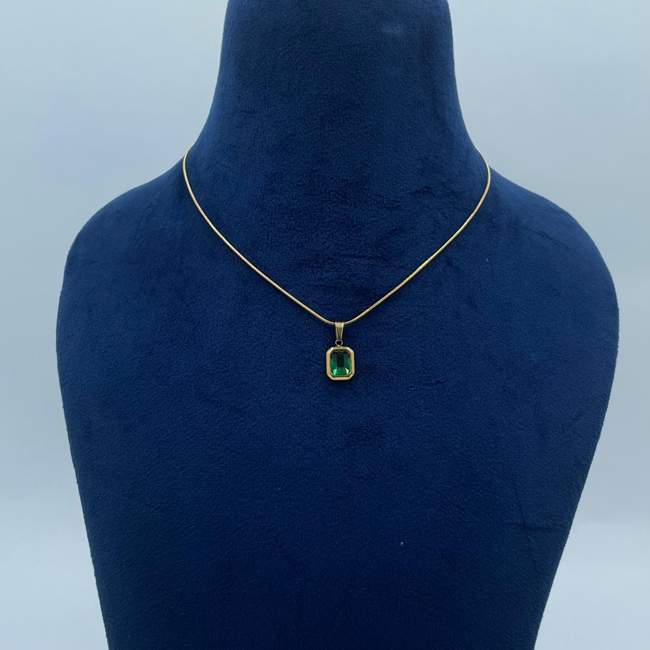 Green Linear Love Necklace