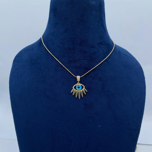 Flat Link Evil Eye Necklace