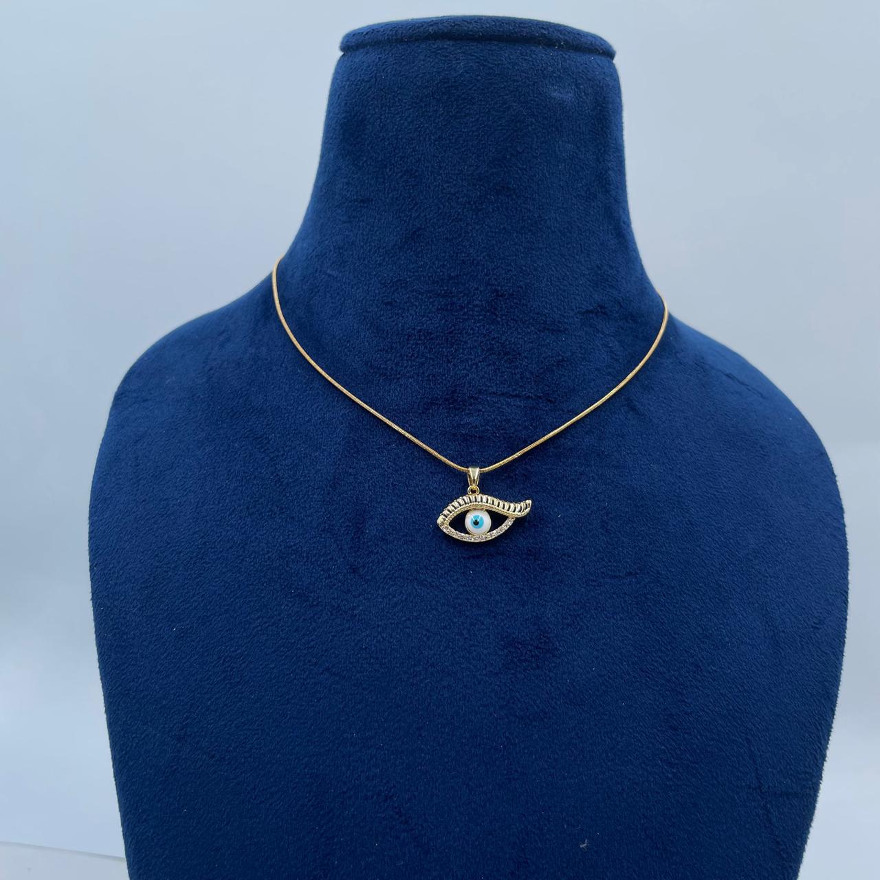 Engraved Evil Eye Necklace