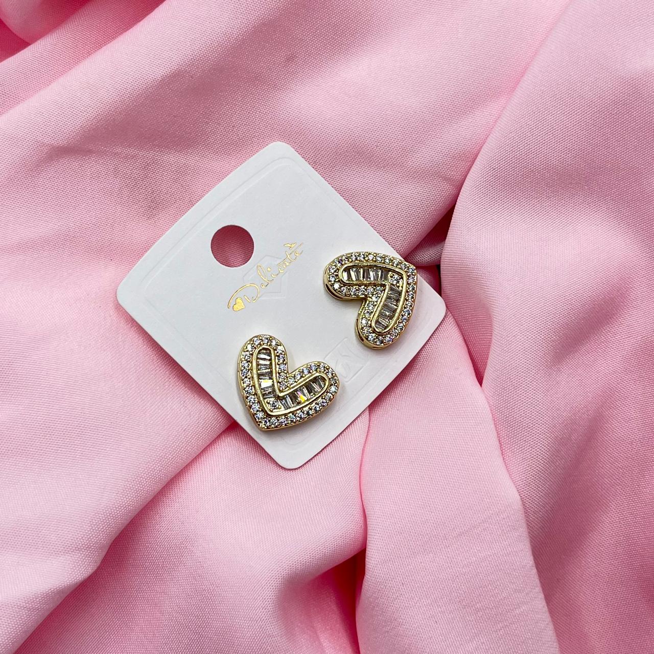 Gold Diamond Heart Earrings