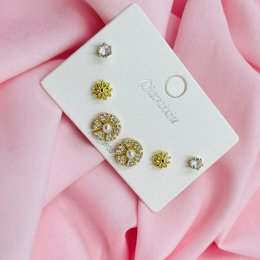 Pearl With Cz Stone Combo Earrings