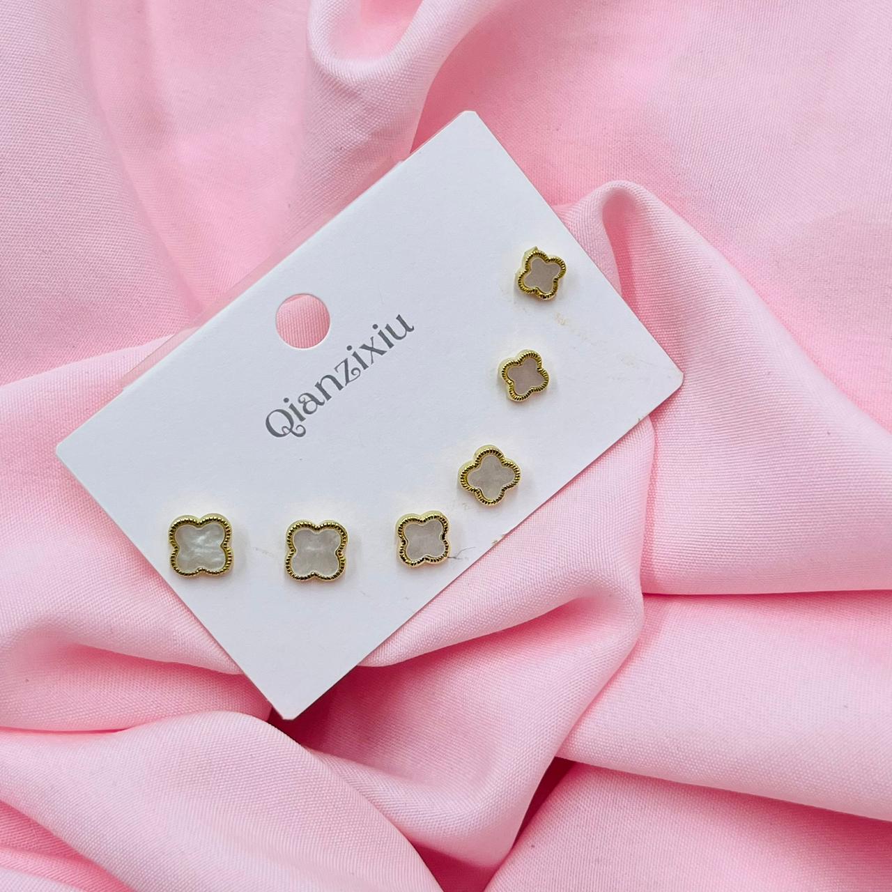 White Clover Combo Earrings