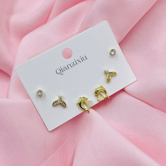 Minimal Dolphin Combo Earrings