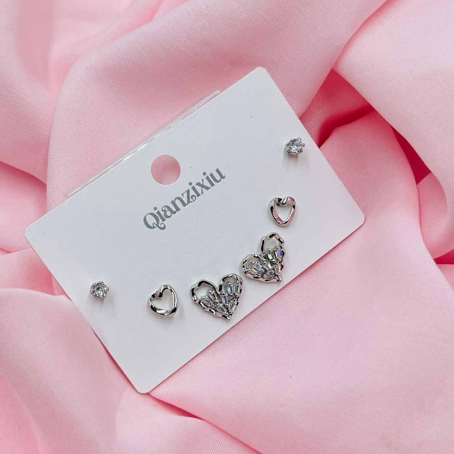 Silver Heart  Combo Earrings
