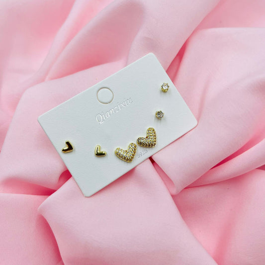Golden Heart Combo Earrings