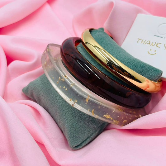 Glitter Garden Resin Bracelet Set Of 3