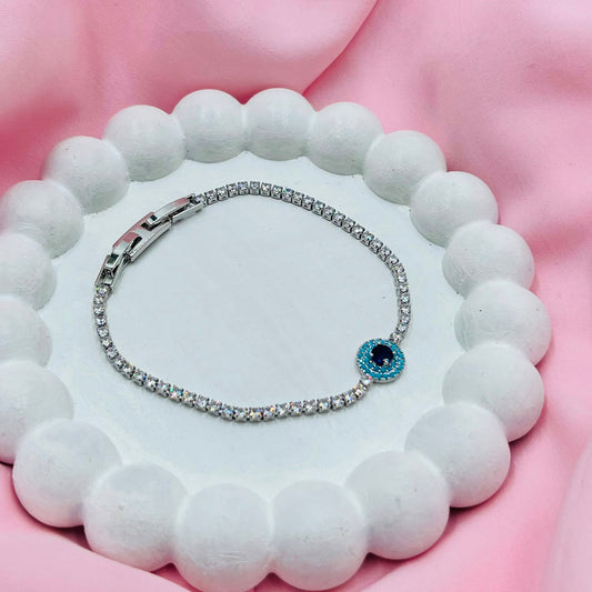 Azure Evil Eye Tennis Bracelet