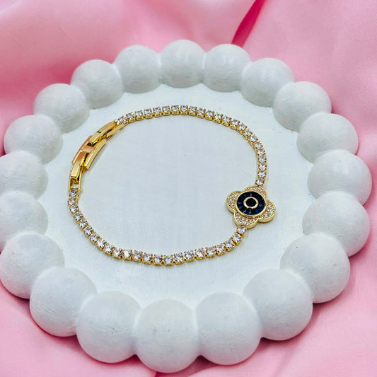 Golden Evil Eye Tennis Bracelet