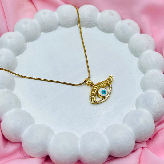 Engraved Evil Eye Necklace