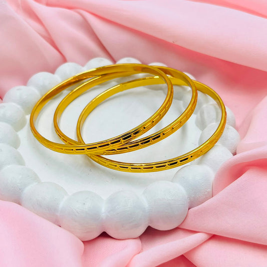 Golden Elegance  Bangles Set of 3