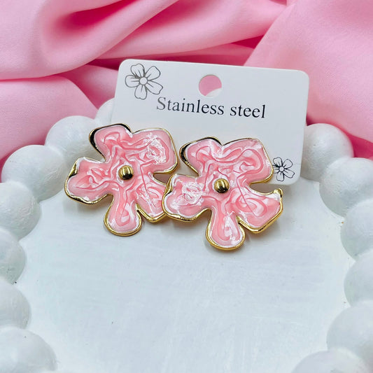 Pink Flower Earrings