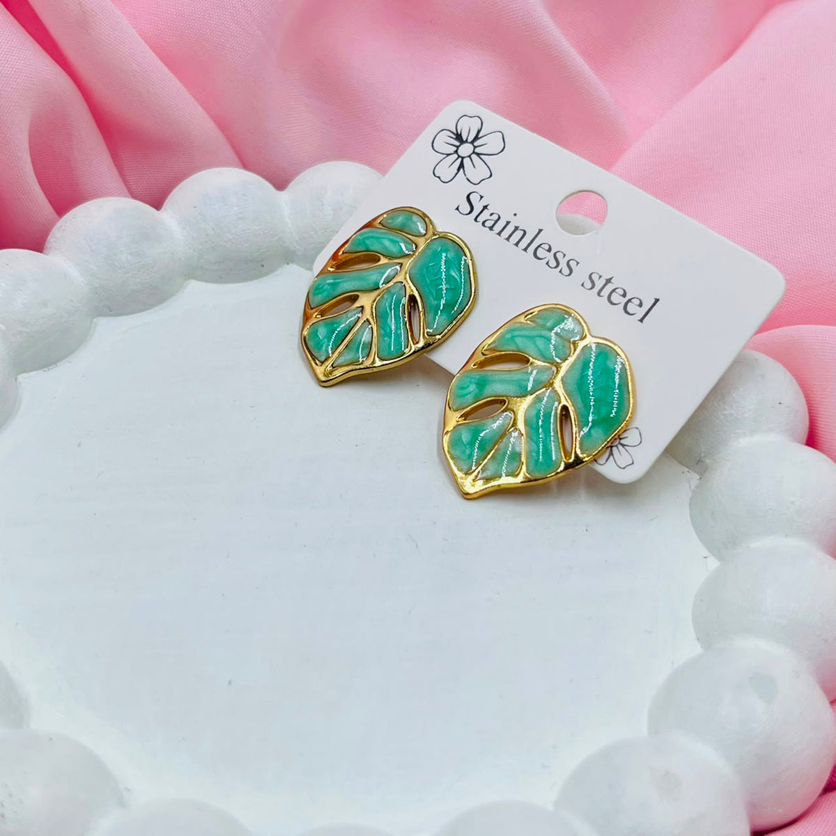Green Leaf Earrings