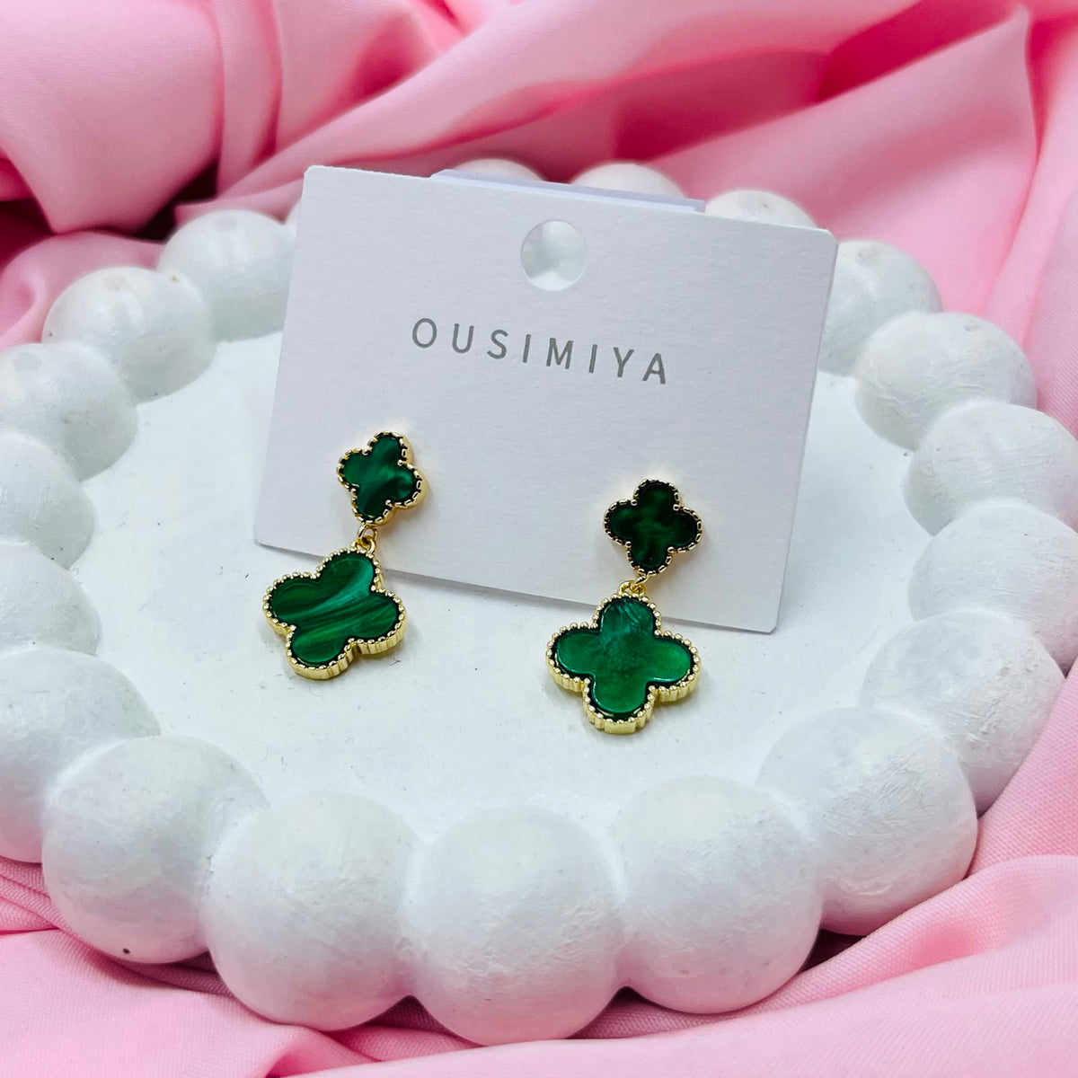 Green Floral Earrings