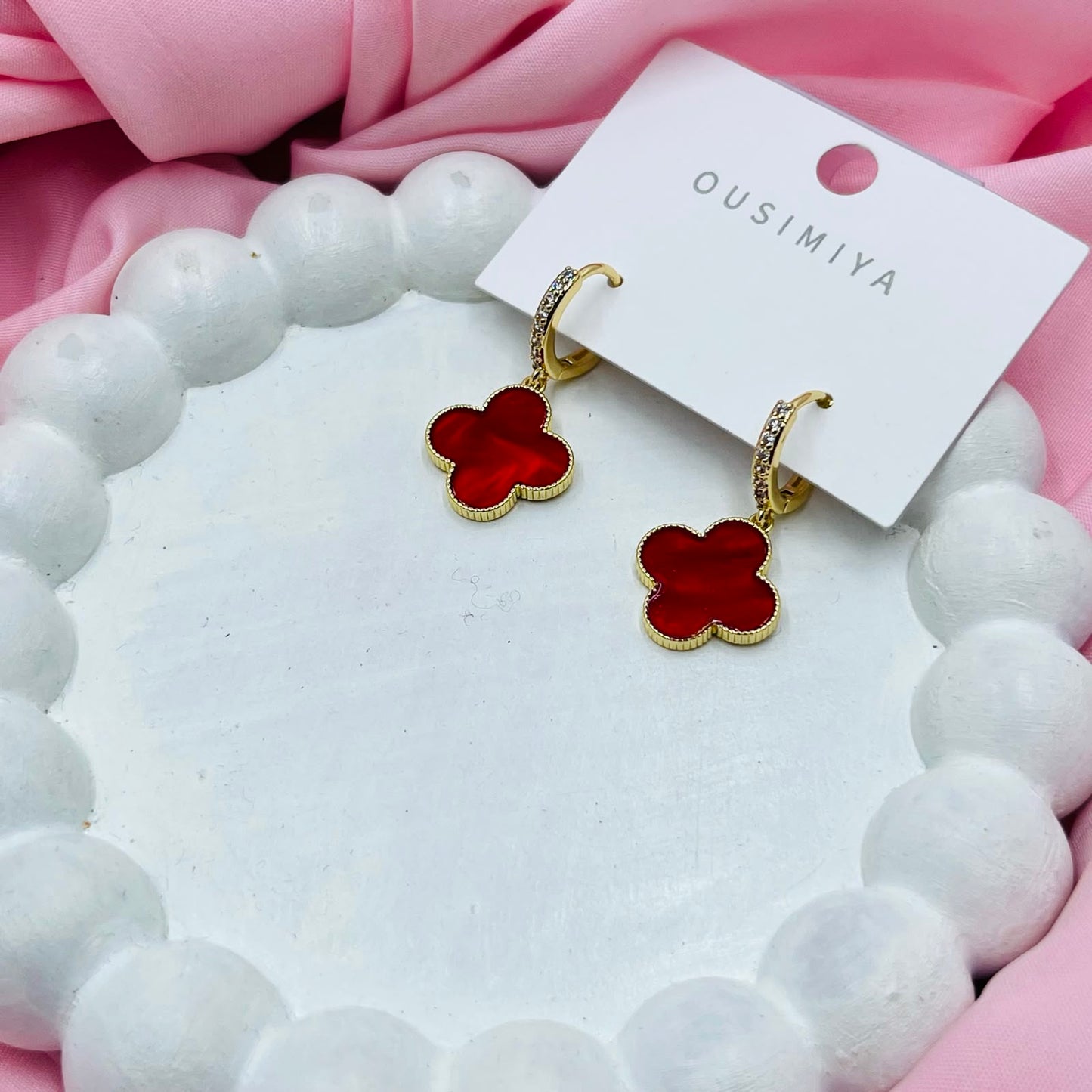 Red Flower Earrings