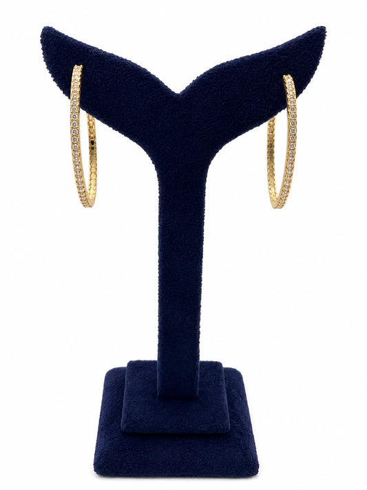 Oval shape Diamond Hoop Earrings