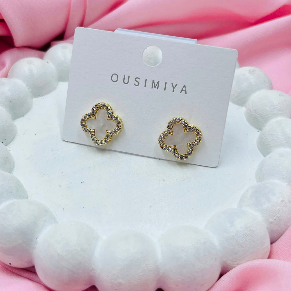 White Floral Earrings