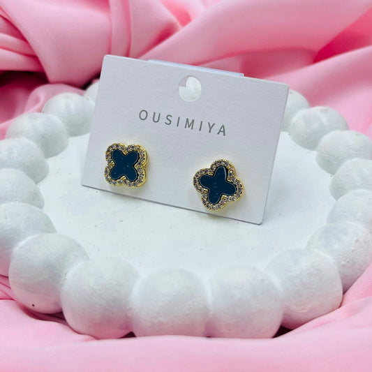 Black Petal Stud Earrings