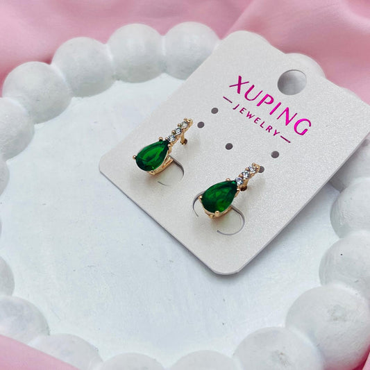 Green Velvet Hoops Earrings- XUPING