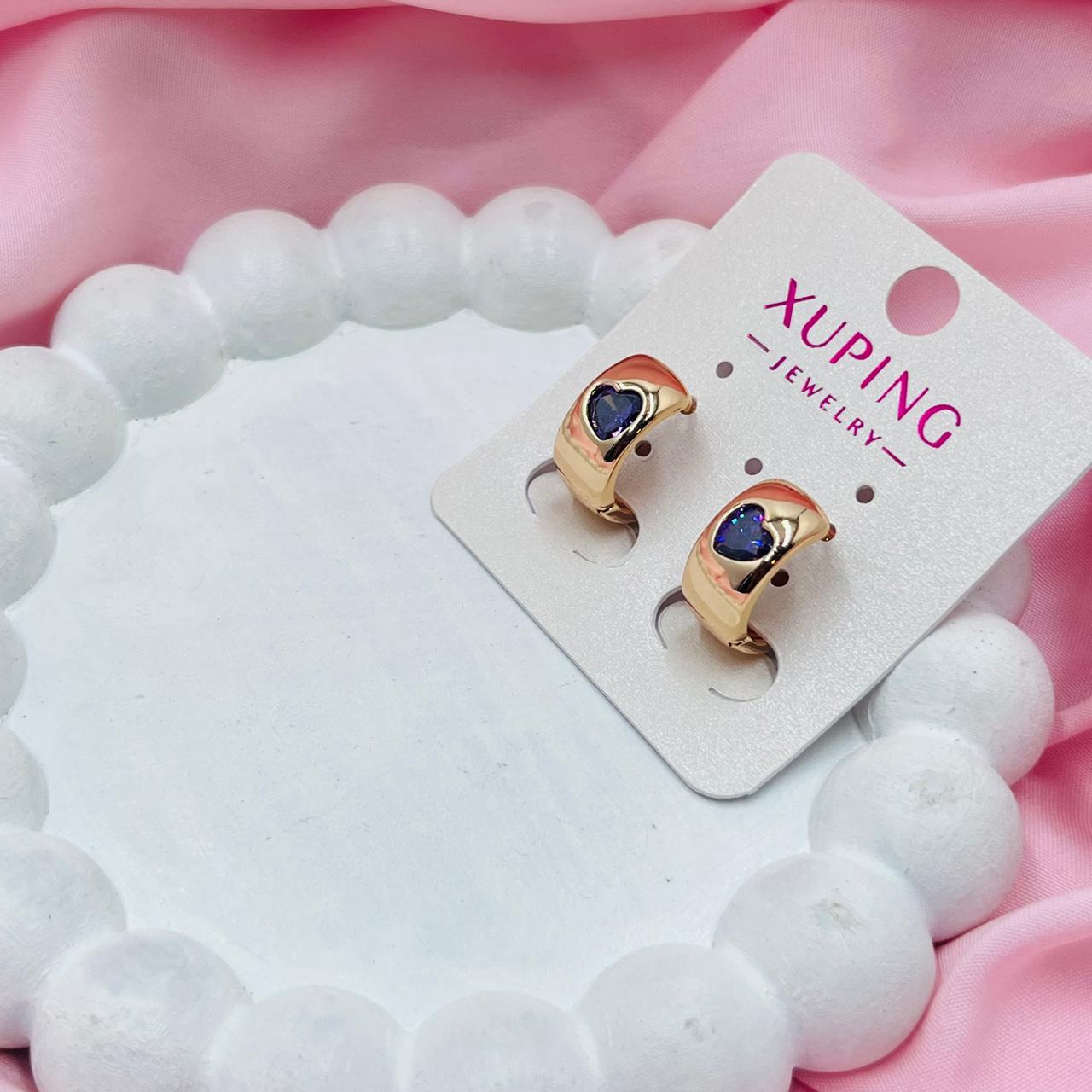 Emerald Heart Hoops Earrings- XUPING